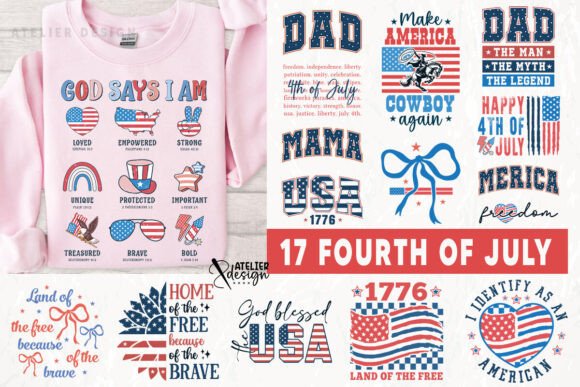 17 Retro 4th of July PNG Bundle for T-Shirts